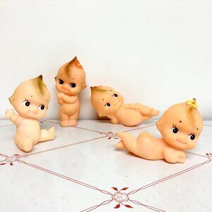 Vintage 1970's-1980's Kewpie Style Rubber Squeaky Toy Dolls - Japan